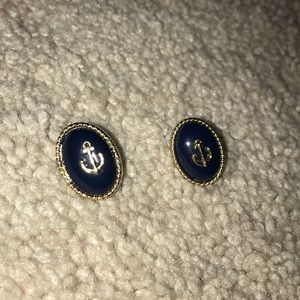 Navy blue anchor earrings